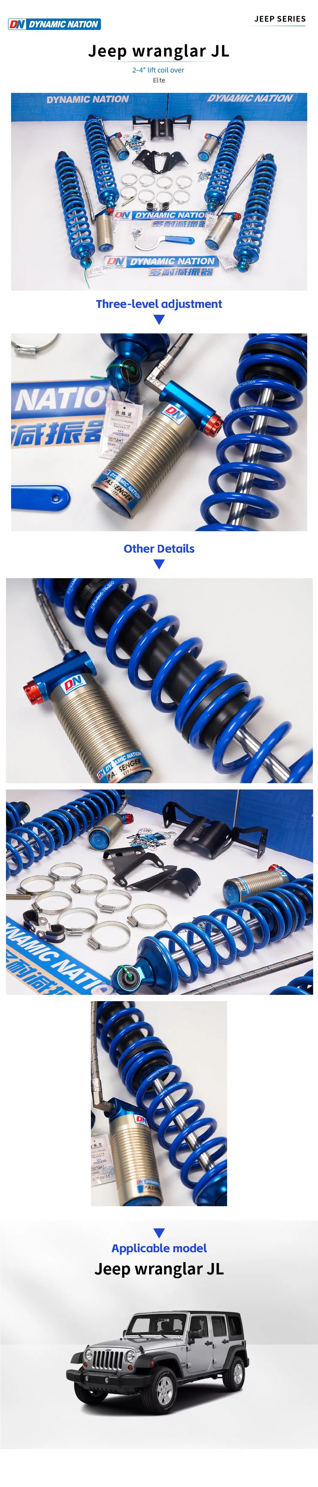 4X4 off -Road Racing Car Front and Rear Coilover Spring Shock Absorber for Jeep Wrangler Jl 2-4" Auto Part
